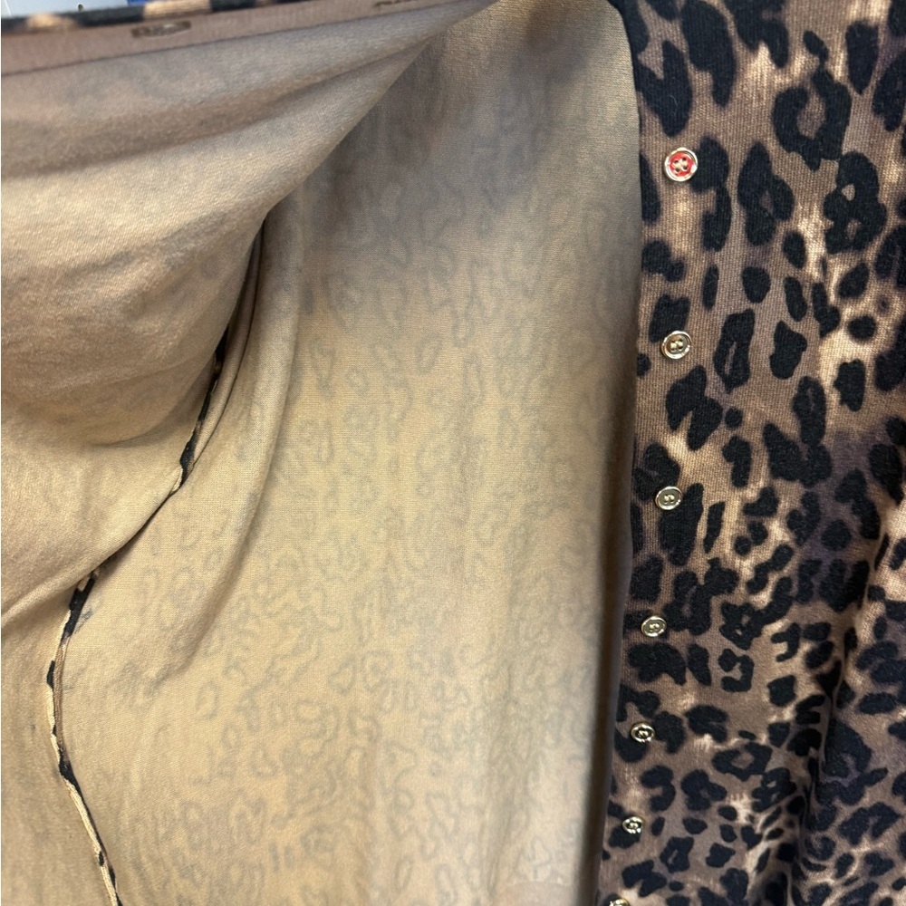 NWT Charter Club Woman 0X Leopard Print Gold Button Cardigan - Picture 5 of 12